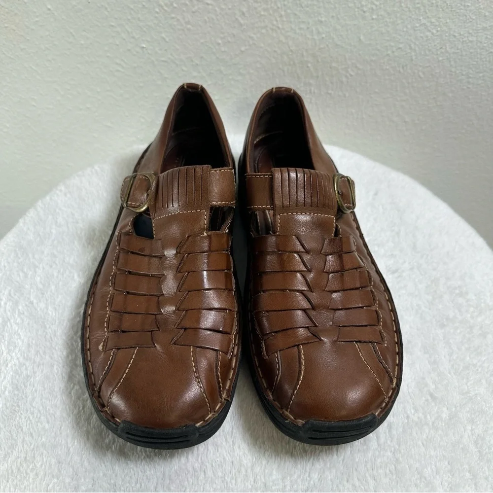Unisex Hush Puppies Brown Casual Leather Slip-Ons Loafers